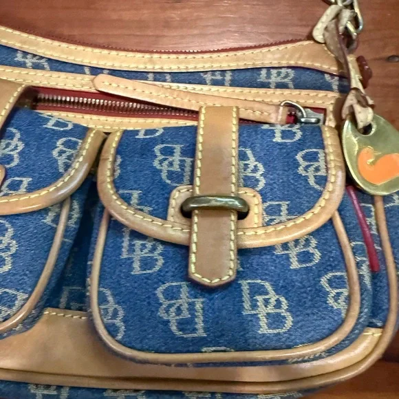 Dooney & Bourke Blue and Tan Shoulder Bag - Picture 3 of 16